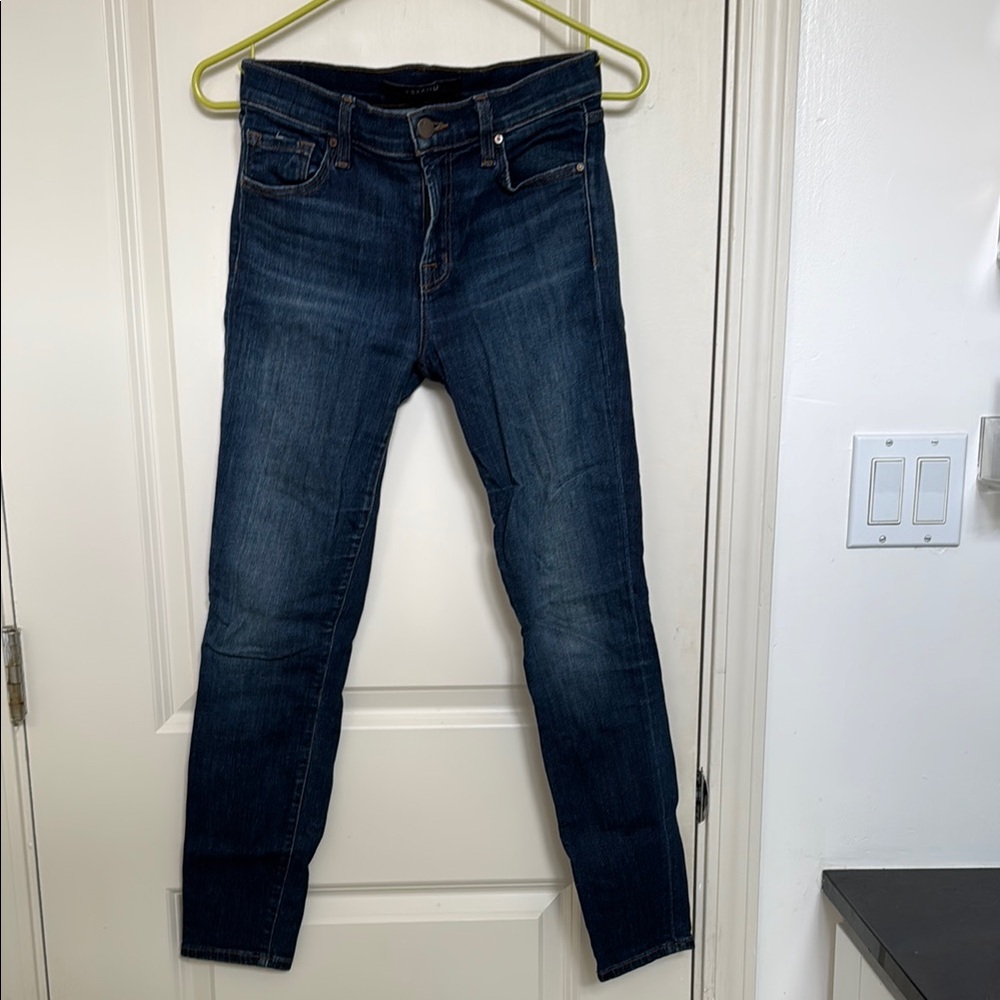 J Brand Blue Ankle Cropped Jeans with Worn-In Look